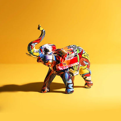 Colorful Art Elephant Statue Sculpture Collectible Figurine Gift Idea Home Desktop Decoration