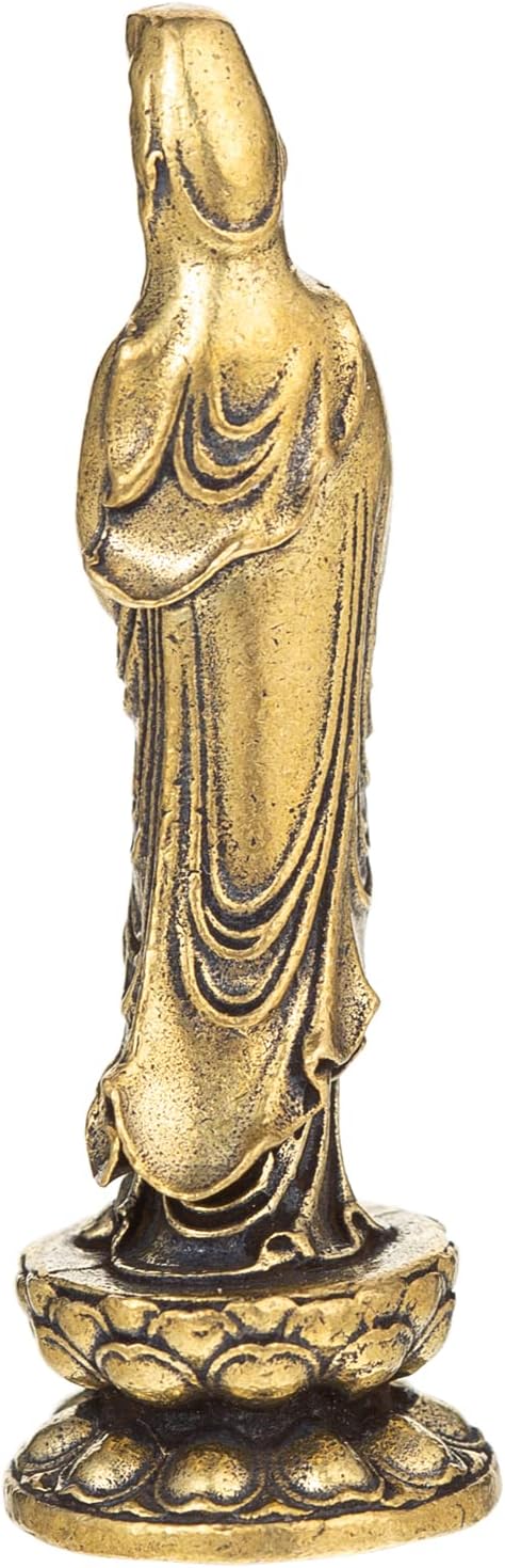 Little Copper Guan Yin Statue - Handmade for Meditating Zen Decor, Small Quan Yin Figurine, Baby Kwan Yin