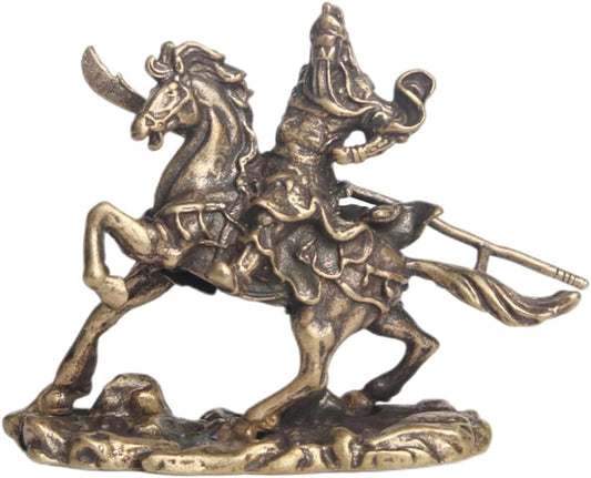 ARTIBETTER 3pcs Bronze Ware of Guan Yu on Horseback god Lucky feng Shui Home Desk Decoration Tabletop Ornament Home Table feng Shui guan gong Statue guan yu Figure Brass Collection Animal