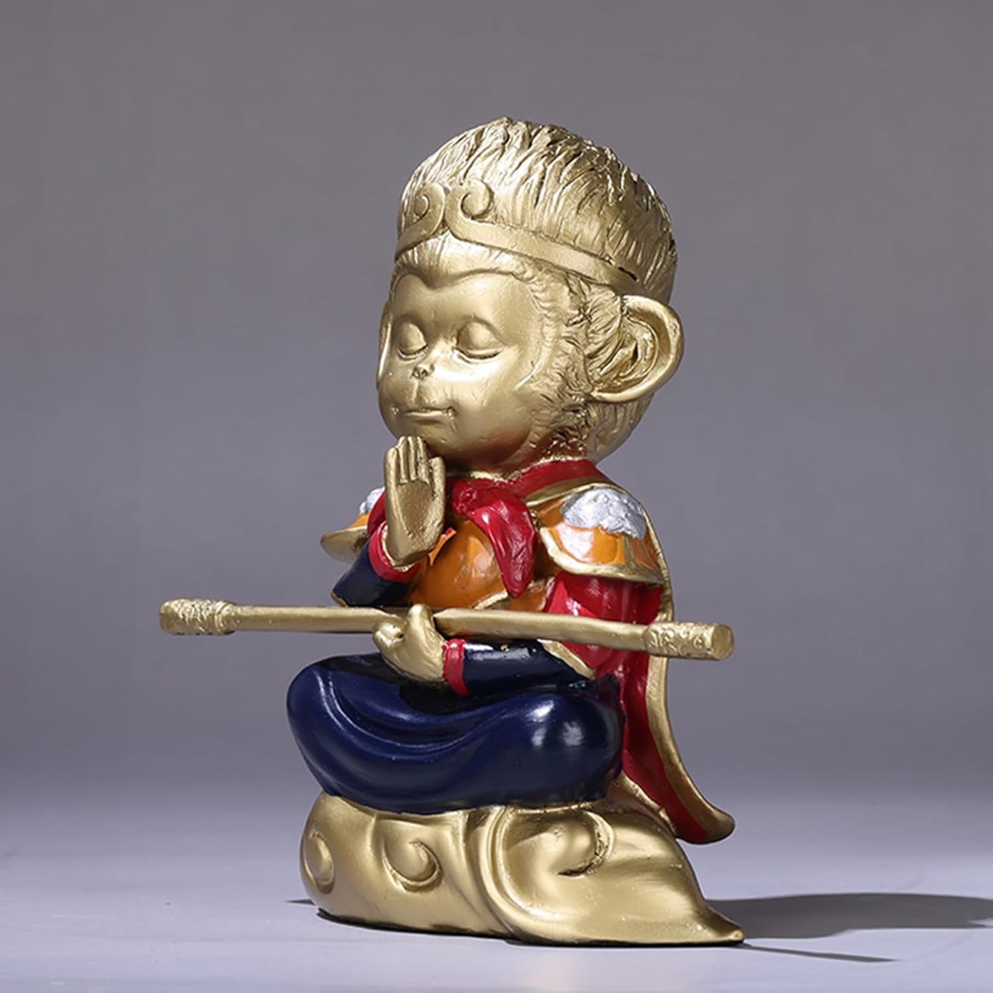 Brass Sun Wukong, Dou Sheng Buddha Decoration, Chinese Mythological Figures, Symbol of Bravery and Perseverance for Collectors, Budding Spiritualists, and Devout Buddhists (A)