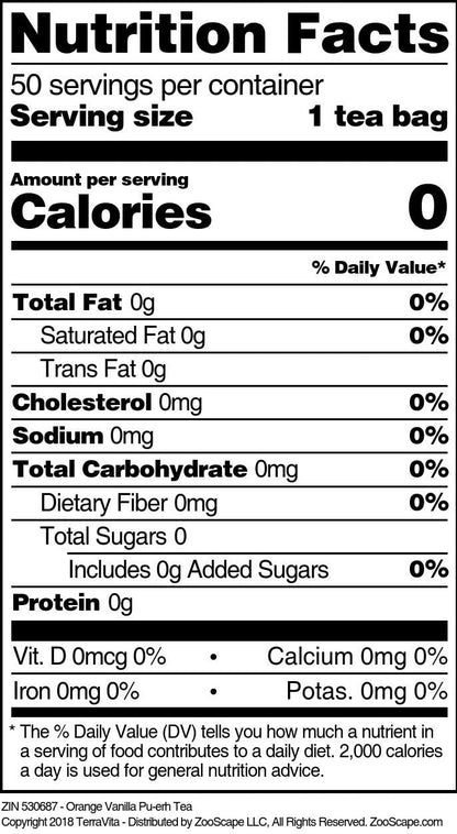 Orange Vanilla Pu-erh Tea (50 tea bags, ZIN: 530687) - 2 Pack