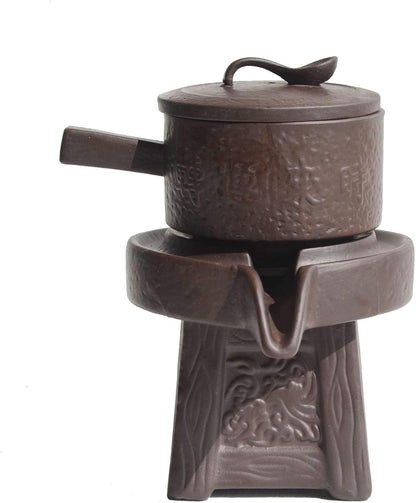 Chinese Gongfu Tea Set Service Automatic Stone-Mill Pot Cups Gift for Tea Ceremony Party Home Office Decor