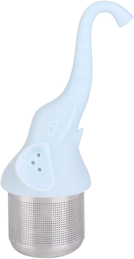 Tea Strainer Food-grade Silicone Kitchen Gadget for Tea Creative Elephant-Shaped Fit Puerh Tea Teapots Mugs for Tea Cups(blue)