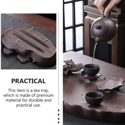 VICASKY Round Tray Round Tray Table Tray Ceramic Tea Tray Handmade Teapot Holder Zisha Ceramic Teapot Mat Teaware Kung Fu Tea Ceremony Accessories for Home Office Round Tray Table Tray Table Tray