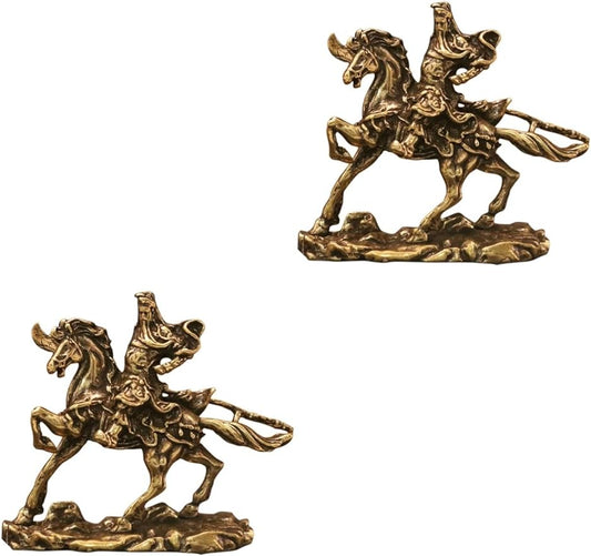 PRETYZOOM 2pcs God Statue Ornament Brass Guan Yu Office Charm