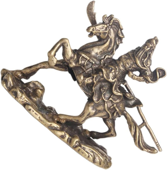 BESTOYARD Bronze Ware of Guan Yu on Horseback Prosperity Decor Tabletop Ornament Shen Statue Guan Yu Figurine Decoraciones para Salas De Casa Kwan Kung Statue God Bronze Statue Desk Brass