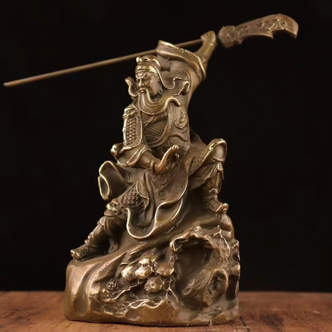 Pure Copper Chinese Feng Shui Guan Gong Statue God of Wealth Home and Office Decoration Wu God of Wealth Guan Yu Statue Best Furnishings Gifts