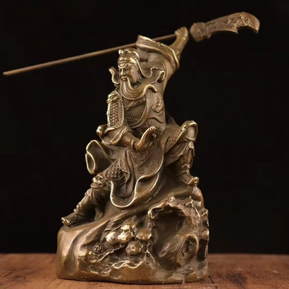 Pure Copper Chinese Feng Shui Guan Gong Statue God of Wealth Home and Office Decoration Wu God of Wealth Guan Yu Statue Best Furnishings Gifts