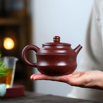 SILINE Precious Yixing Clay Small Teapot 8.8 Oz /260ml,Chinese Official Master Handmade Zisha Tea Poy,Infuse Brew Kung Fu Tea Maker (HanYun,Zhuni Red Clay)