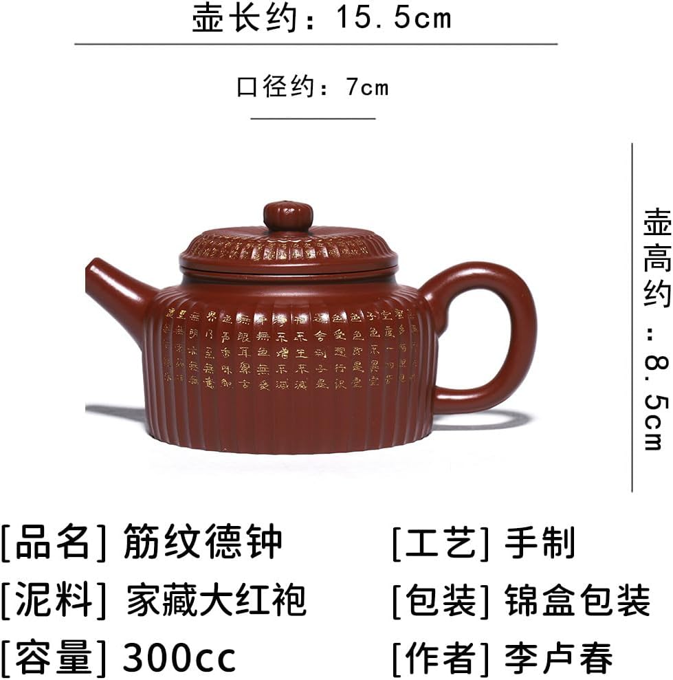 Handmade Zisha Teapot, Chinese Yixing Purple Clay Tea Pot 300cc,Chinese Kungfu Brew Infuser Loose Leaf Tea