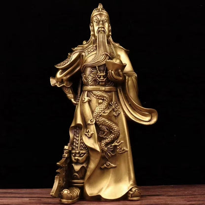 Pure Copper Chinese Feng Shui Guan Gong Statue God of Wealth Home and Office Decoration Wu God of Wealth Guan Yu Statue Best Furnishings Gifts