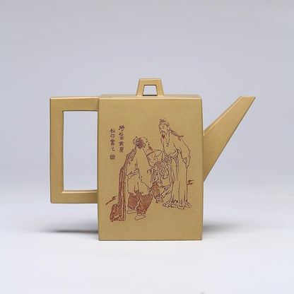 SILINE Large Yixing Clay Teapot 16.9 Oz/500ml,Chinese Officially Certified Professor Master Handmade Zisha Tea Pot Collection (ZhuanFang,Green Clay)