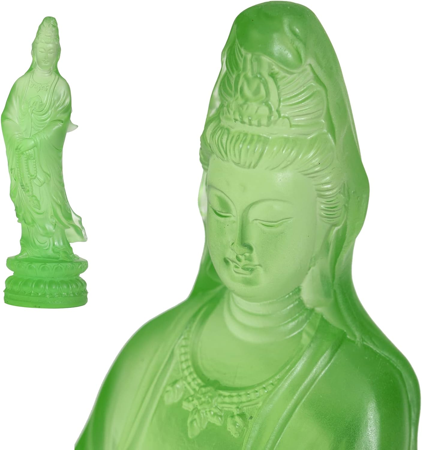 Transparent Guan Yin Statue - Handmade Resin Quan Yin Statues,Kwan Yin Statues,Quan Am Statue,Kuan Yin Statue,Guanyin Statue for Meditation Altar, Female Buddha Statue-Goddess of Mercy and Compassion