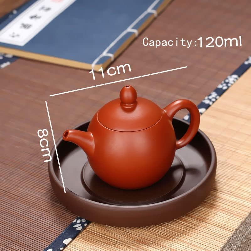 Handmake Zisha Mini Teapot, (4oz) Chinese Ceramic Kung Fu Small Teapot, Purple Clay Loose Leaf Tea Maker Set (red)