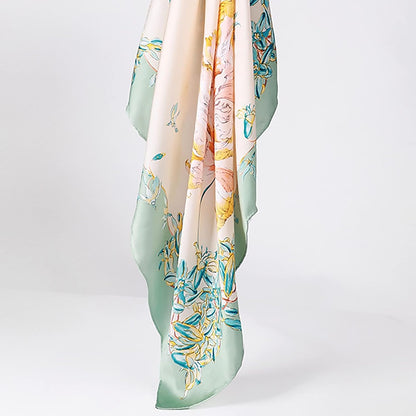 RAN Winter Warm Scarfs Silk Scarf 35.4 Inches Satin Head Scarf Silk Hair Wrap Neck Scarf, Women's Autumn Silk Large Square Scarf