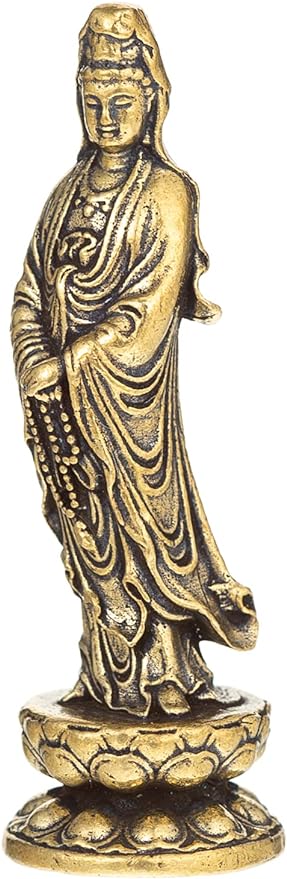 Mini Guan Yin Statue,Tiny Quan Yin,Kwan Yin,Kuan Yin,Cute Guan Yin Mother Buddha,Female Buddha-Goddess of Mercy and Compassion-Avalokiteshvara Statue-Pure Copper Figurines Quan Yin-for Home Decor