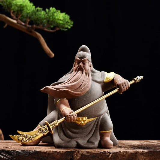 CHBDJY Guan Yu Statue, Feng Shui Guan Gong God Figure for Protection, Purple Sand Kwan Kung Statue, God of Health and Wealth, Collectable Gift