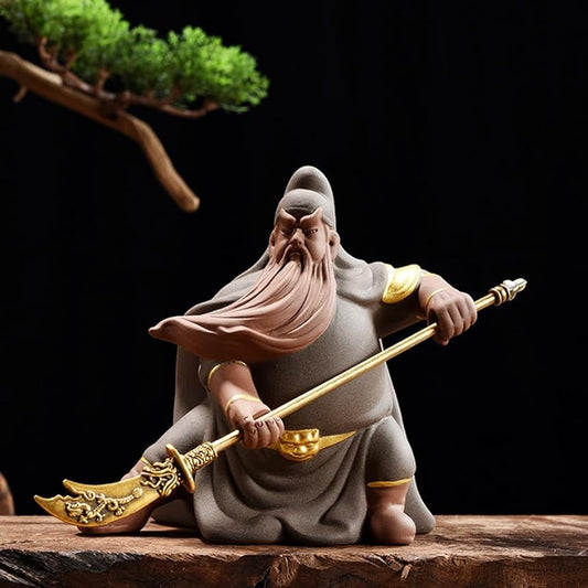 CHBDJY Guan Yu Statue, Feng Shui Guan Gong God Figure for Protection, Purple Sand Kwan Kung Statue, God of Health and Wealth, Collectable Gift