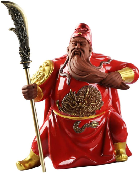 Garneck 1Pc Ornaments Guan Chang Statue Feng Shui Sculpture Decorations Shen Statue Guan Di Statue Guan Gong Warlord Statue 2022 New Dining Table Guan Yu Statue Ceramics God of Wealth