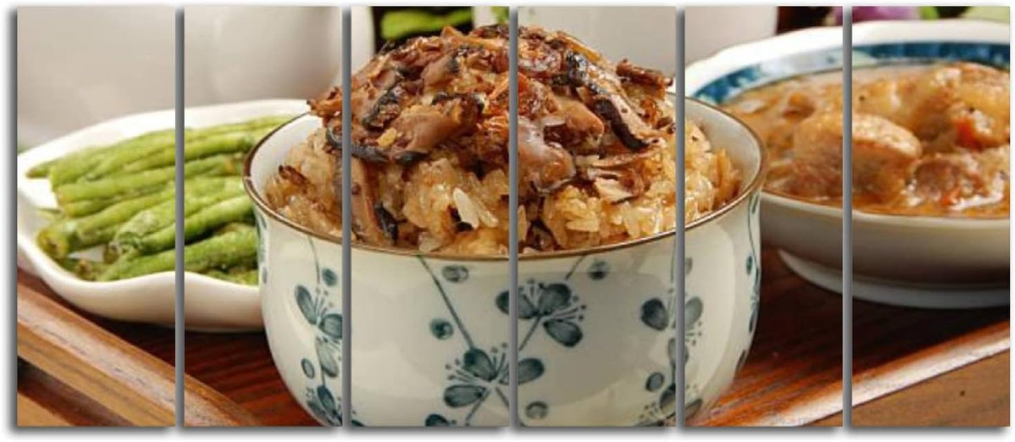 6 Panel Canvas Wall Art for Living Room Chinese porcelain gaiwan for tea ceremony or gong fu cha or kung fu Prints Pictures Paintings Poster Home Decor Framed Ready to Hang