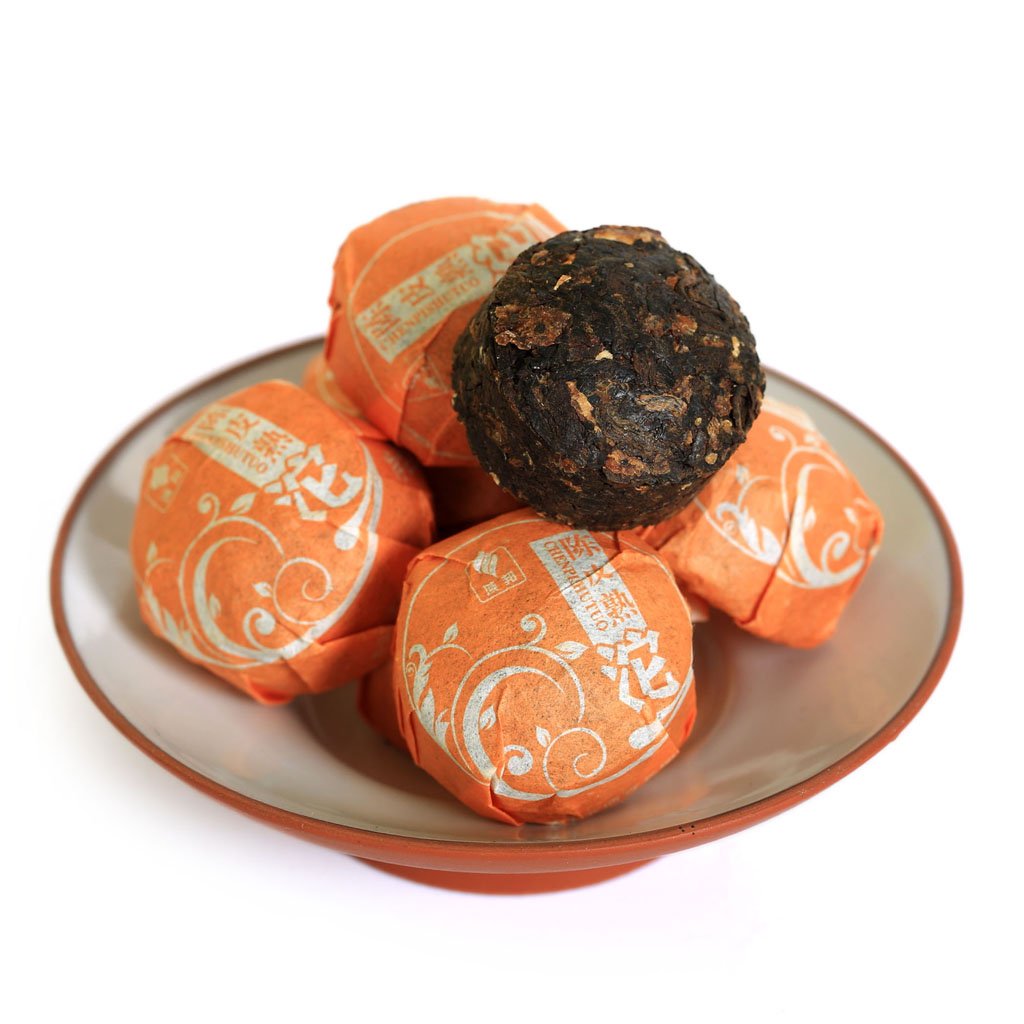 Puerh Tea Cake 80Pcs / 18.34oz 2015 Year Ripe Shu Puerh Tea Orange Peel Citrus Flavored - Yunnan Pu-erh Pu erh Puer Pu'er Chinese Tea - Mini Tuocha