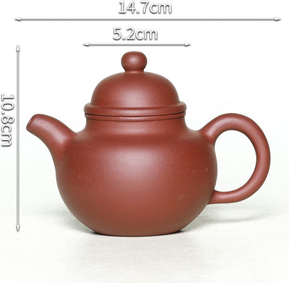 SILINE Zisha Tea Pot 10 Oz,Chinese Genuine Yixing Clay HandmadeTeapot with Filter,Infuser Kung Fu Loose Leaf Tea Maker Set (Duoqiu,Dicaoqing Clay)