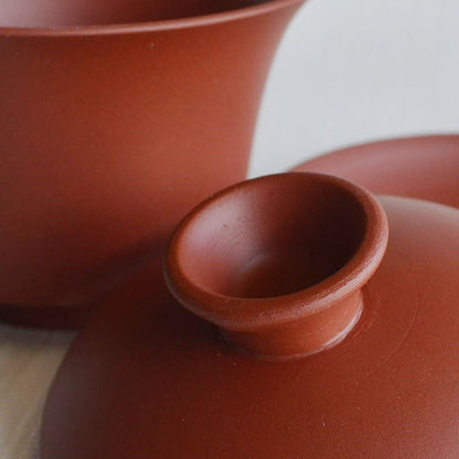 YXHUPOT Teacup Kungfu Zea bowl Zisha Red Clay black 4oz/130ml Cup Gaiwan Sancai Saucers (Red)