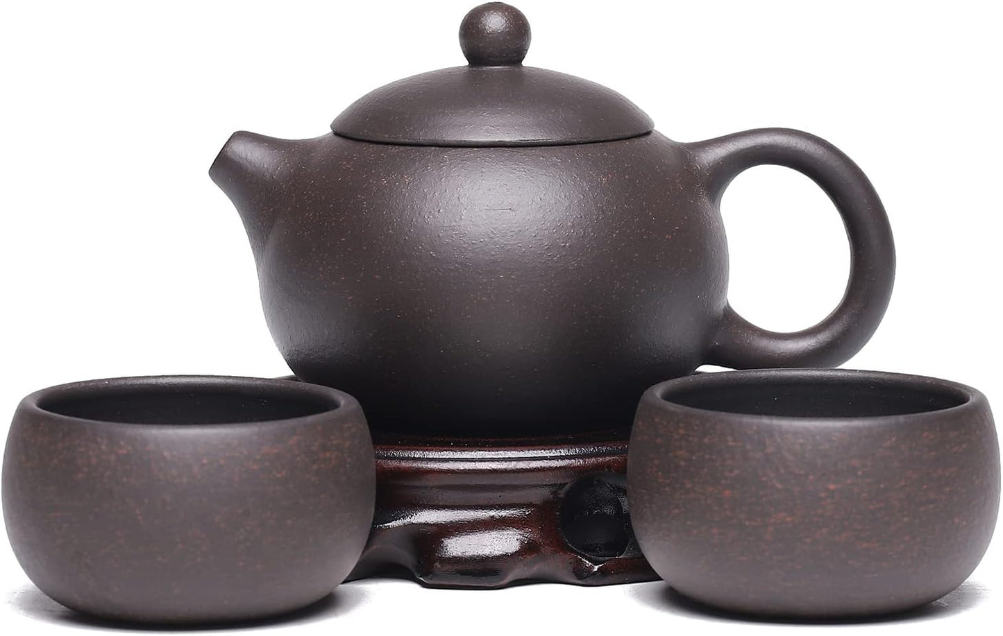 SILINE Zisha Tea Pot Set,Yixing Genuine Clay Teapot 4.7 Oz with 2 Cups,Beginner Brew Kong Fu Tea Maker -MiniXishi Set,Purple Clay