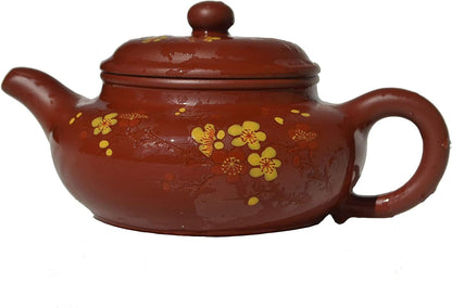 Teapot Chinese Yixing Genuine Black Clay Zisha 11oz Classics Fanggu Pot Infusers Tea (Zini purple clay)