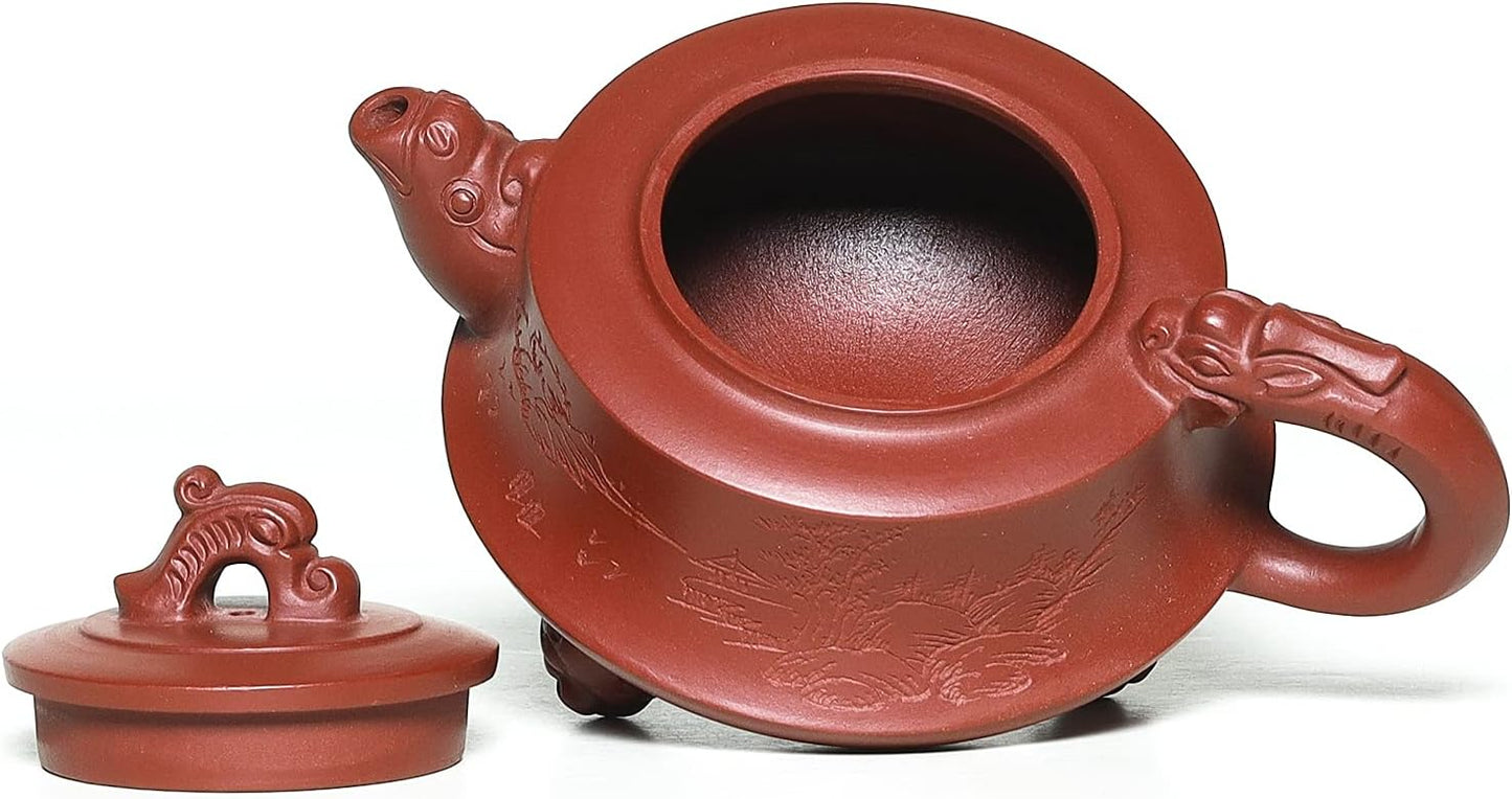 SILINE Zisha Teapot 8 Oz,Genuine Handmade Yixing Clay Tea Pot with Filter,Chinese Kung Fu Infuse Brew Tea Maker Set