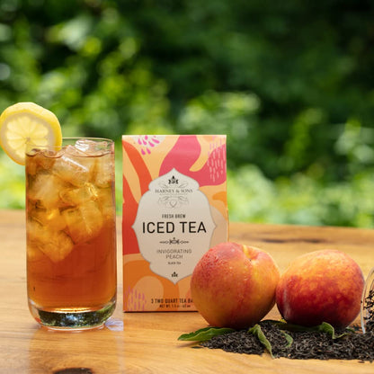 Harney & Sons Fresh Brew Peach Iced Tea, 3 count box, Makes 6 Quarts of Iced Tea