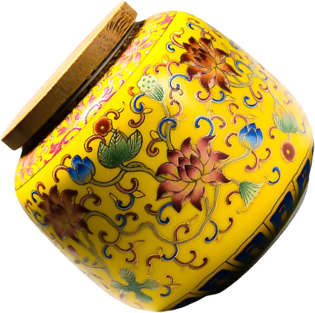Luxshiny Ceramic Tea Pot Tea Canister Jar Food Storage Canisters Flour and Sugar Containers Yellow Food Storage Jar Candy Container Jar Sugar Jar Ceramic Material Travel Puerh Tea Ceramics