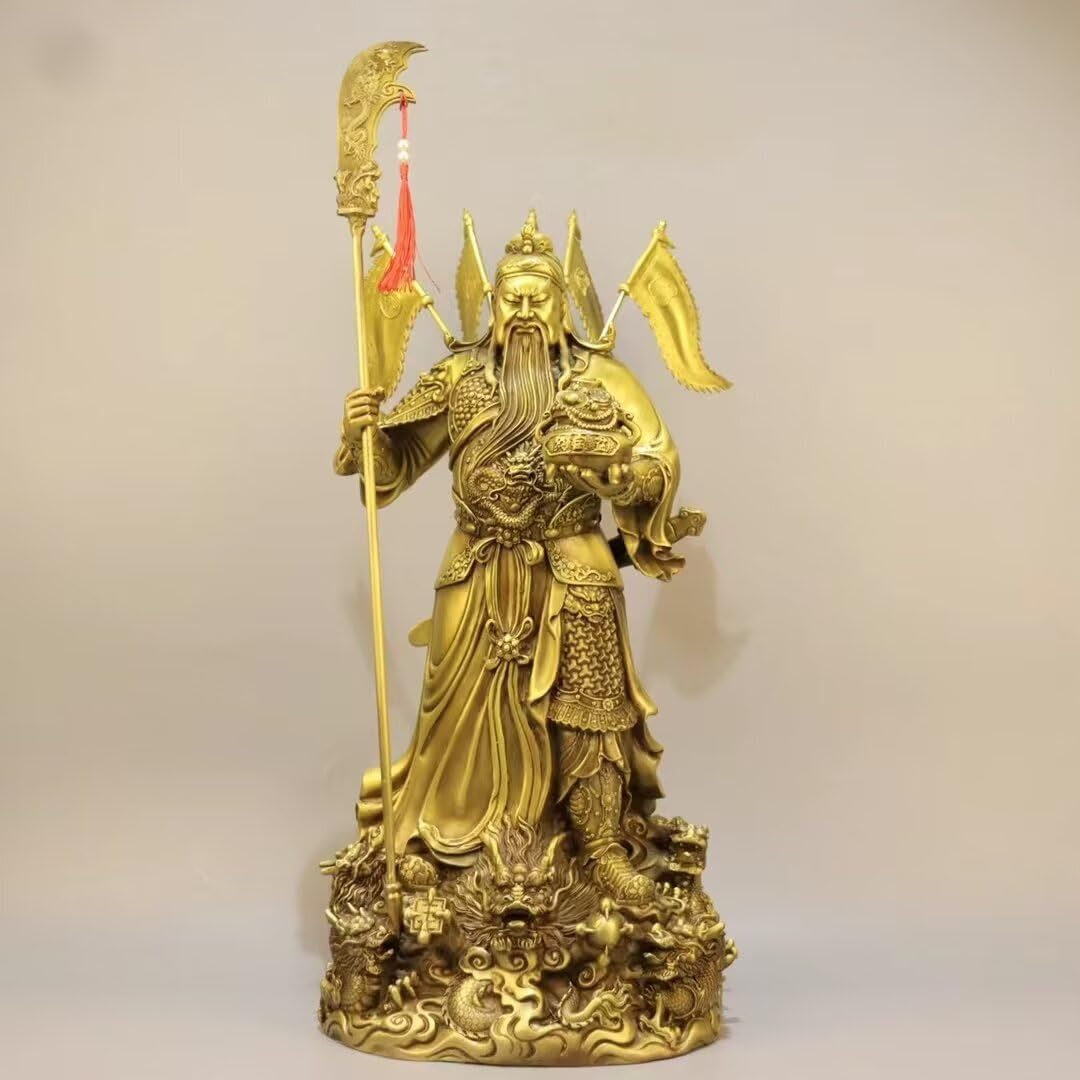 Pure Copper Chinese Feng Shui Guan Gong Statue God of Wealth Home and Office Decoration Wu God of Wealth Guan Yu Statue Best Furnishings Gifts