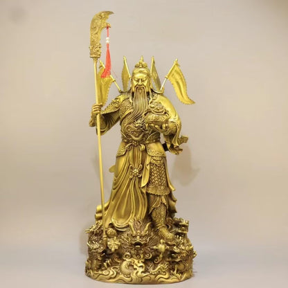 Pure Copper Chinese Feng Shui Guan Gong Statue God of Wealth Home and Office Decoration Wu God of Wealth Guan Yu Statue Best Furnishings Gifts