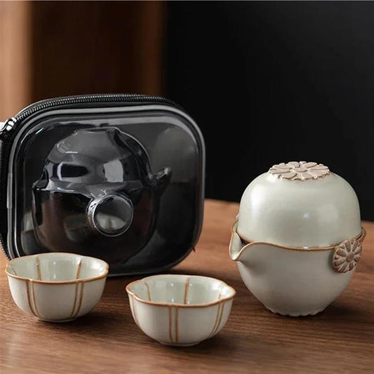 Afternoon Tea Set 1pc Creative Travel Tea Set 130ML One Pot Three Cups Quick Guest Kung Fu Outdoor Portable Ceramic Household Items Teapot Tea Cup Tea Set For Adults (Color : A)