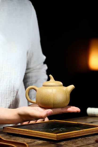 Chinese Zisha Teapot Clay Sesame Mud Tea Pot for Home Office (Pumpkin)