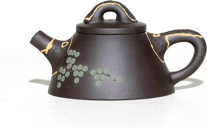 SILINE Zisha Tea Pot - Bawang Shipiao 6.2 Oz,Chinese Genuine Yixing Clay HandmadeTeapot with Filter,Infuser Kung Fu Loose Leaf Tea Maker Set