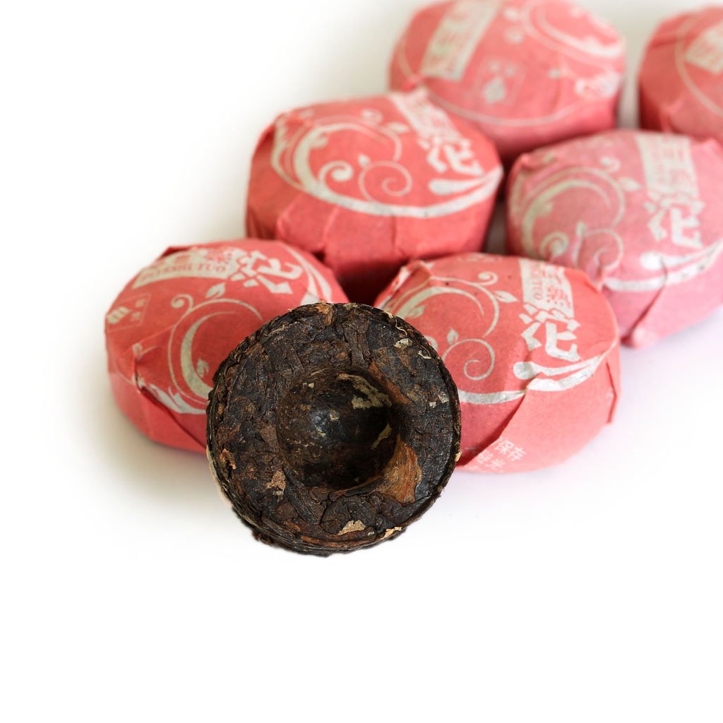 Puerh Tea Cake 20Pcs / 4.23oz 2015 Year Ripe Shu Lotus Leaf Flavored - Yunnan Pu-erh Pu erh Puer Pu'er Chinese Tea - Mini Tuocha