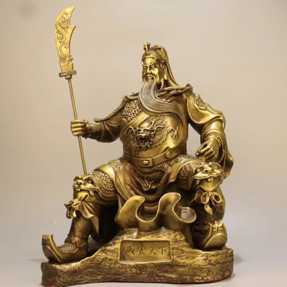 Pure Copper Chinese Feng Shui Guan Gong Statue God of Wealth Home and Office Decoration Wu God of Wealth Guan Yu Statue Best Furnishings Gifts