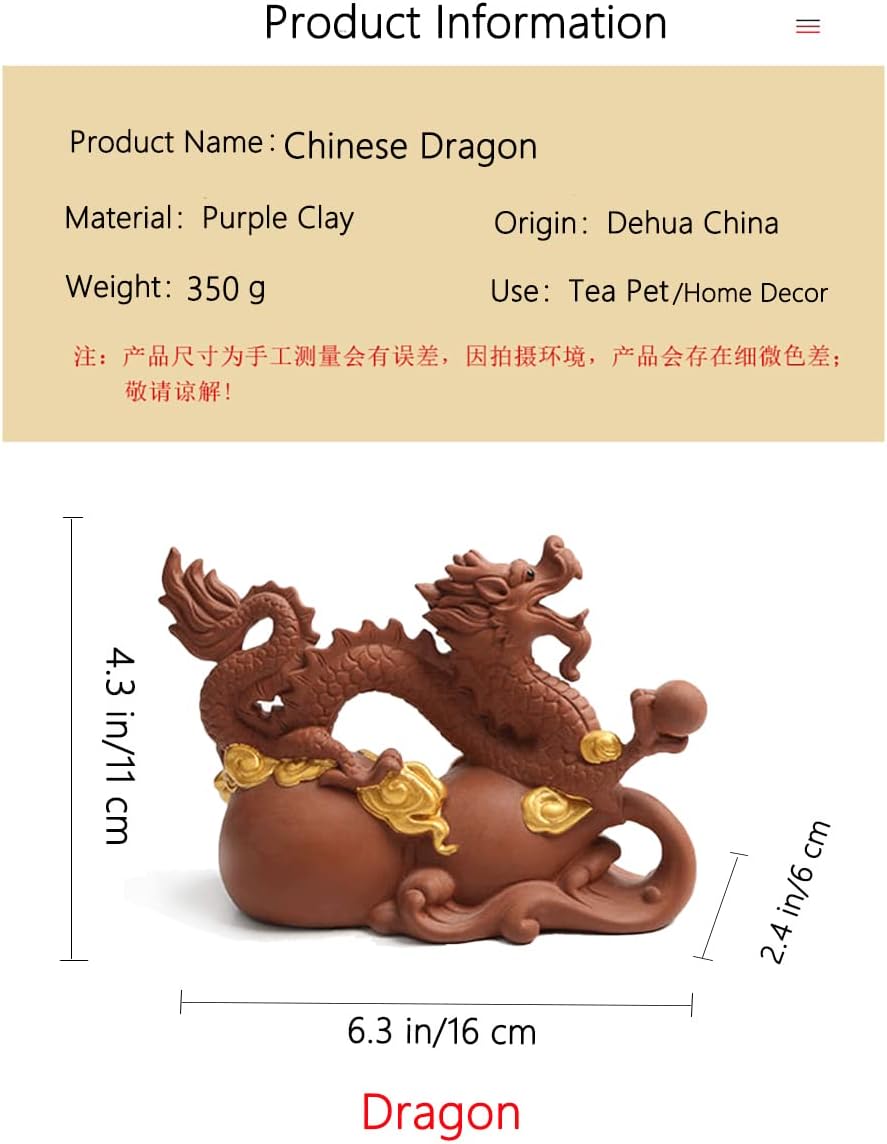 Chinese Purple Clay Tea Pet Dragon Cute Funny Tea Accessories Lazy Kung Fu Tea Sets For Tea Lovers Home Car Shelves Decor (Dragon_2)