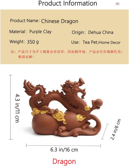 Chinese Purple Clay Tea Pet Dragon Cute Funny Tea Accessories Lazy Kung Fu Tea Sets For Tea Lovers Home Car Shelves Decor (Dragon_2)