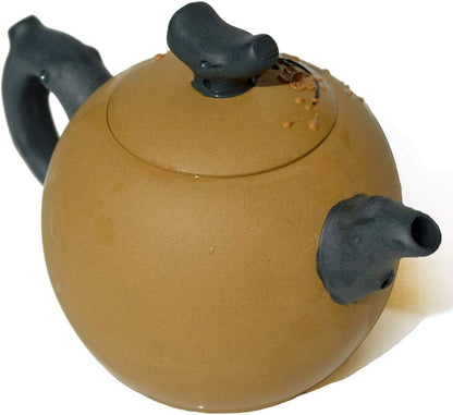 Tea pot 9.5oz Chinese Yixing Clay Dragon Genuine Zisha Tea Infuser for Loose Tea Kettle (Black) (Yellow)
