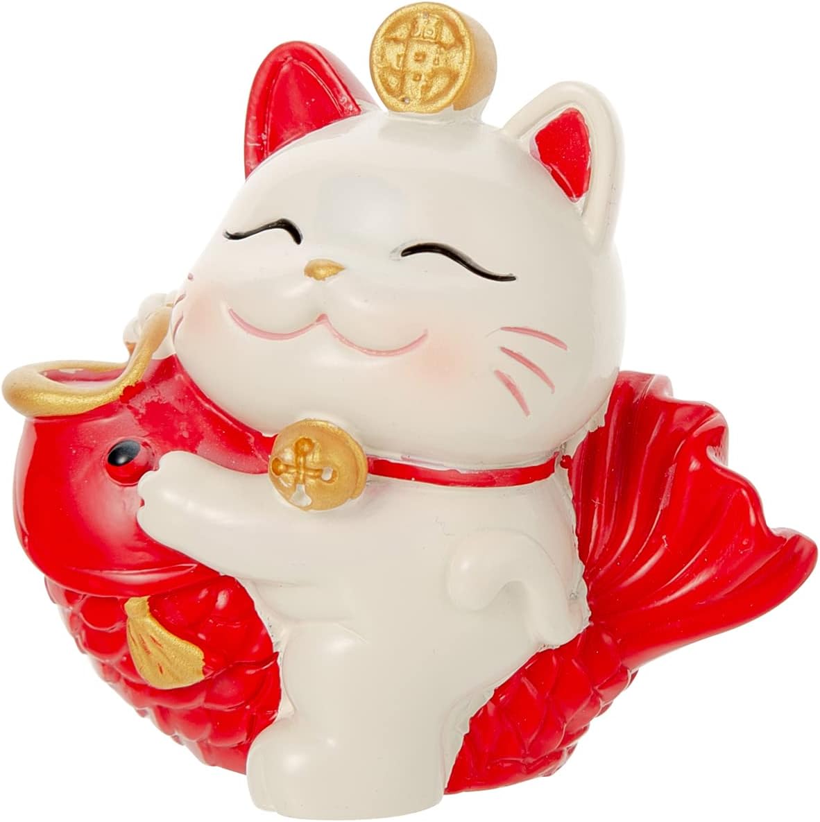 Maneki Neko Statue - Tiny Money Lucky Cat, Caishen Cat, Cute Wealth Cat Figurine