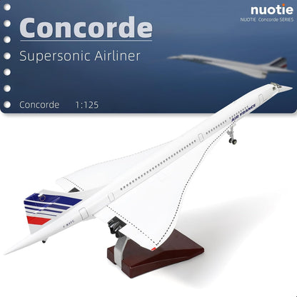 1/125 Scale Concorde Airplane Model Prebuilt Diecast Aircraft Miniature Kit Airplane for Air France Metal Model for Adults Collection or Gift
