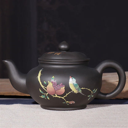 Teapot 300ML Zisha Tea Maker Hand Painted Teapot Chinese Kung Fu Teapot Tea Set Gift Suitable For Black Tea, Green Tea, White Tea Tea Kettle