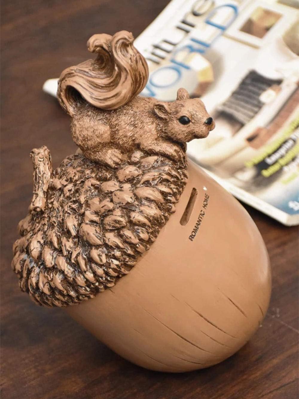 Statues for Home Decor Sculptures Squirrel Piggy Bank Resin Piggy Bank Children Coin Box Family Decoration Squirrel Piggy Bank Gift