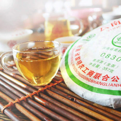 FullChea - 2008 Bajiaoting 0830 Raw Pu-erh Tea - Menghai Pu Erh Tea Loose Leaf - Sheng Puerh - Healthy Tea - 12.59oz / 357g