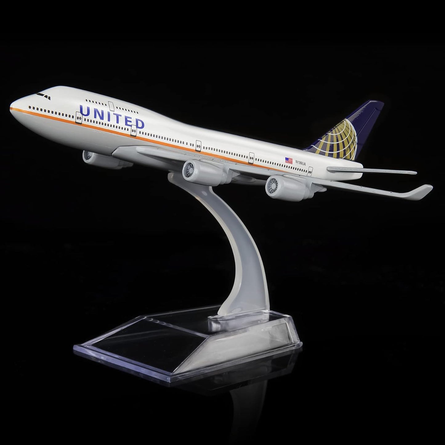 United Airlines B747 24-Hour Plane Model - Alloy Metal Aircraft - 1:400 Scale - Birthday &