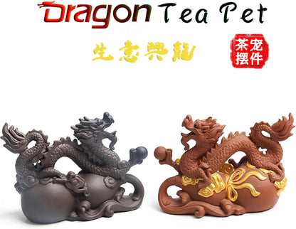 Chinese Purple Clay Tea Pet Dragon Cute Funny Tea Accessories Lazy Kung Fu Tea Sets For Tea Lovers Home Car Shelves Decor (Dragon_2)