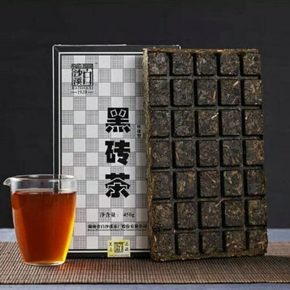 Shortcut Brick Tea HE ZHUANG CHA China Anhua Baishaxi Instant Dark Tea 450g